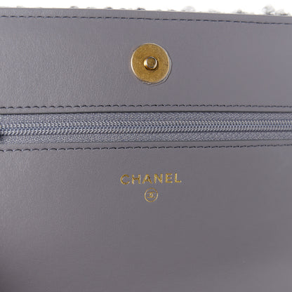 Chanel Wool Tweed Lambskin Quilted Chanel 19 Wallet On Chain WOC Grey 6 of 12