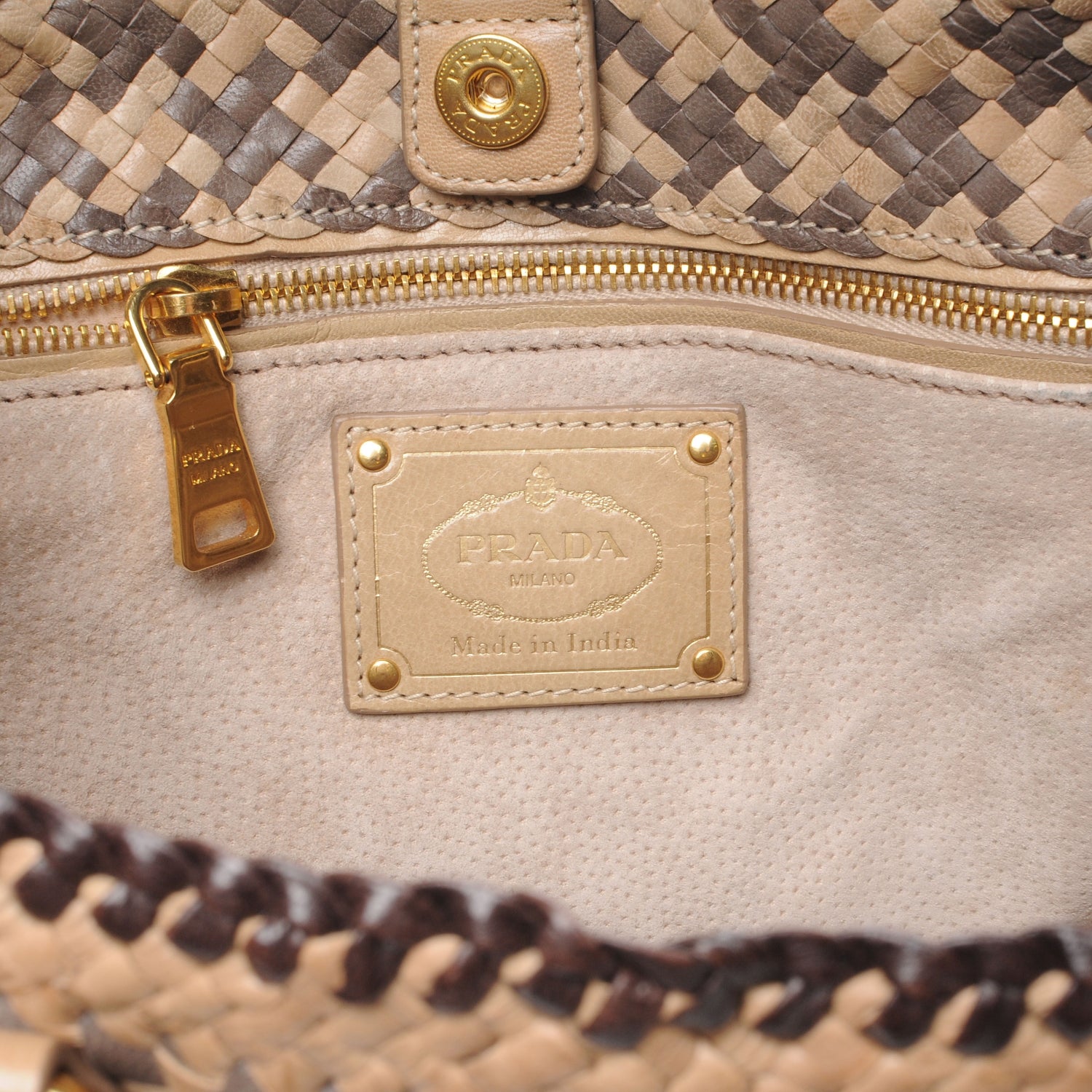 Prada Goatskin Woven Tote Grafite Cera 8 of 9