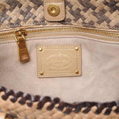 Prada Goatskin Woven Tote Grafite Cera 8 of 9
