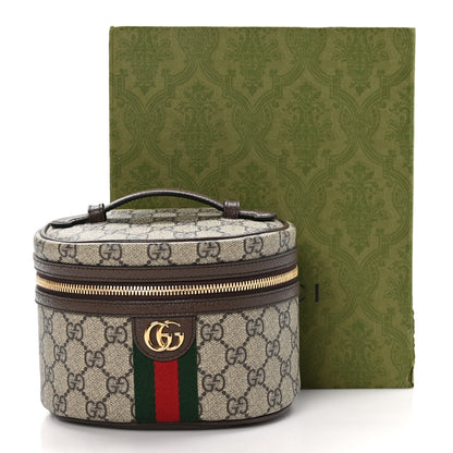 Gucci GG Supreme Monogram Textured Calfskin Web Ophidia Vanity Cosmetic Case Beige Ebony New Acero 13 of 13