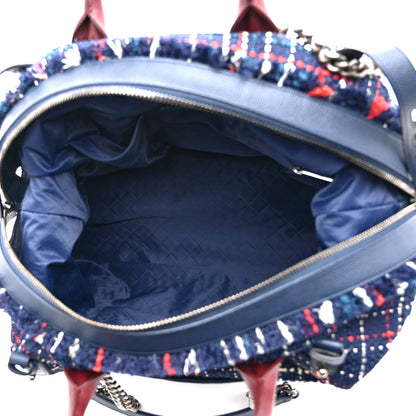Chanel Tweed Large Trip Bowling Bag  Navy Burgundy 5 of 10