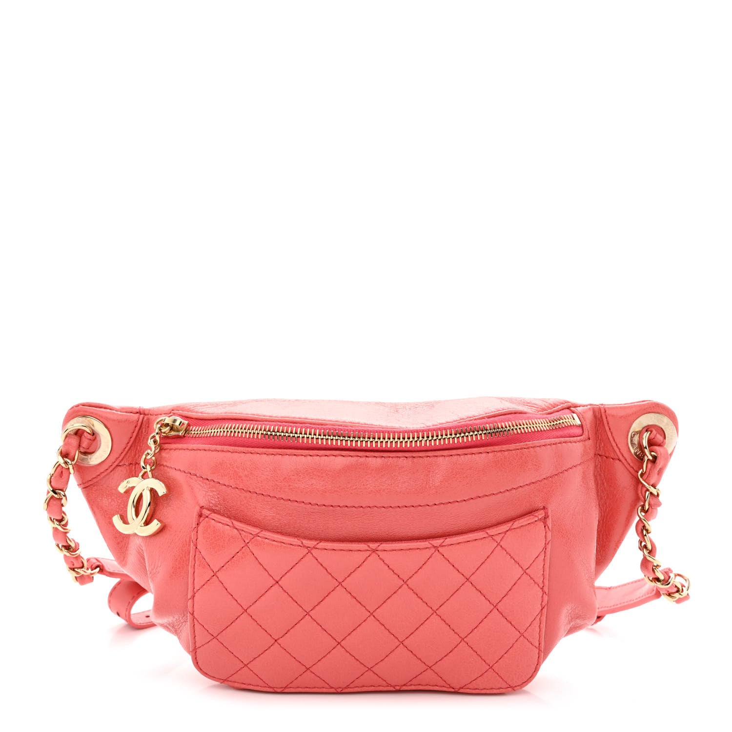 Chanel Crumpled Lambskin Quilted Bi Waist Bag Fanny Pack Pink 1 of 10