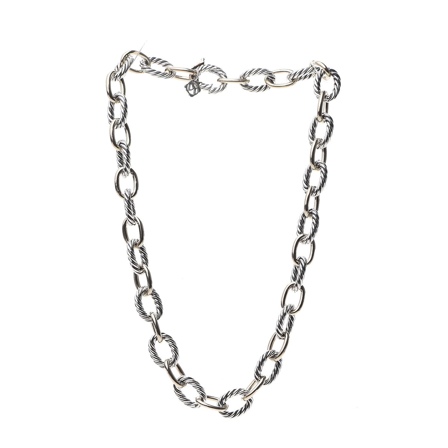Sterling Silver 18K Yellow Gold 12mm Large Oval Link Necklace