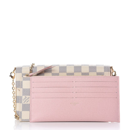 Louis Vuitton Damier Azur Pochette Felicie Chain Wallet Rose Ballerine 3 of 12