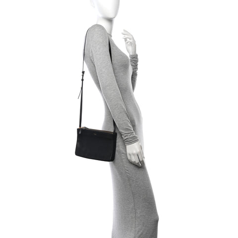 Liege Calfskin Small Trio Crossbody Bag Black