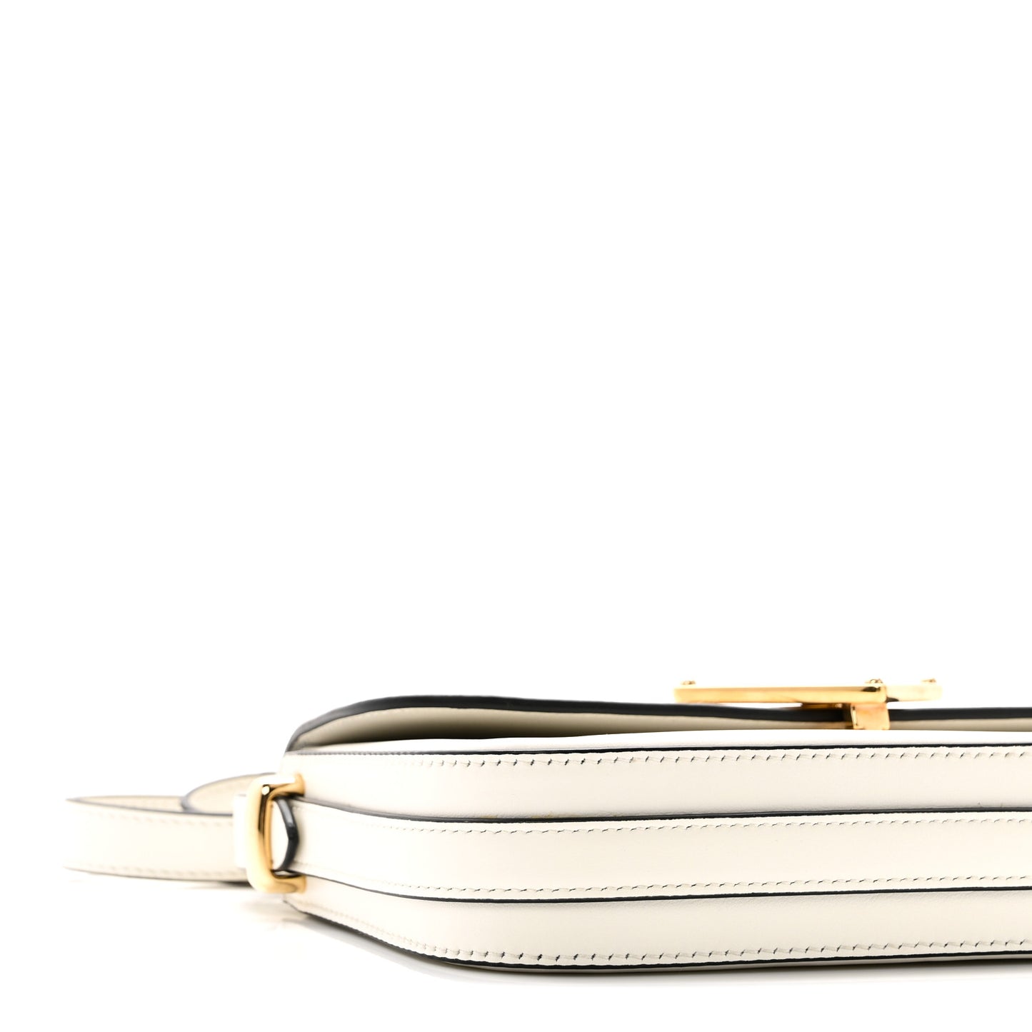 Soft Calfskin Metal Triangle Logo Flap Shoulder Bag White