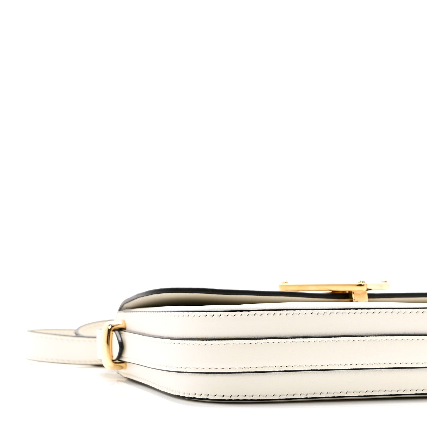 Prada Soft Calfskin Metal Triangle Logo Flap Shoulder Bag White 8 of 10