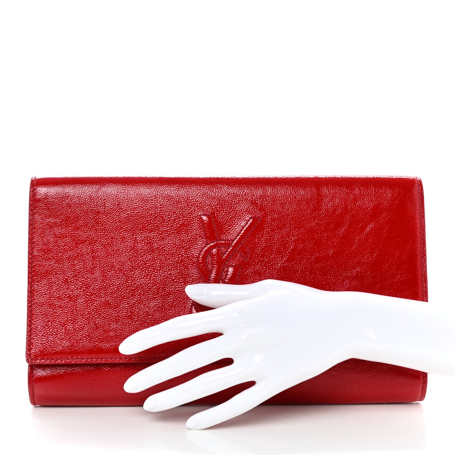 Textured Patent Monogram Large Belle De Jour Clutch Red