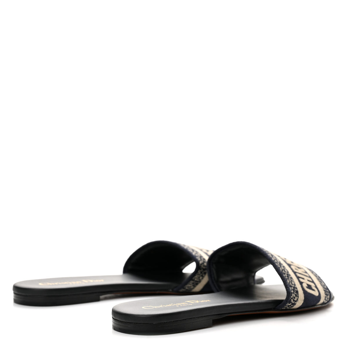 Christian Dior Canvas Embroidered Dway Mules Slide Sandals 37.5 Deep Blue 5 of 9