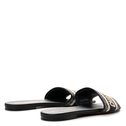 Christian Dior Canvas Embroidered Dway Mules Slide Sandals 37.5 Deep Blue 5 of 9