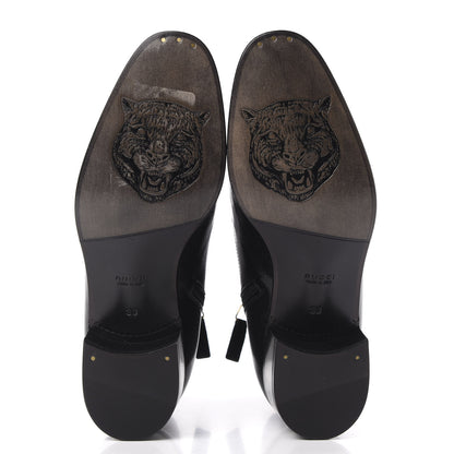 Gucci Goatskin Kitten Chain Horsebit Ankle Boots 38 Black 6 of 12