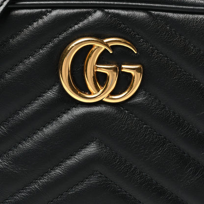 Gucci Calfskin Matelasse Small GG Marmont Chain Shoulder Bag Black 8 of 10