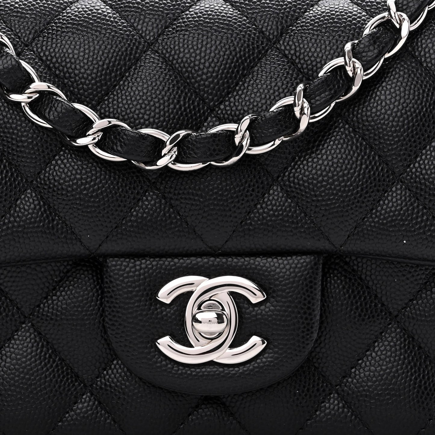 Caviar Quilted Mini Rectangular Flap Black