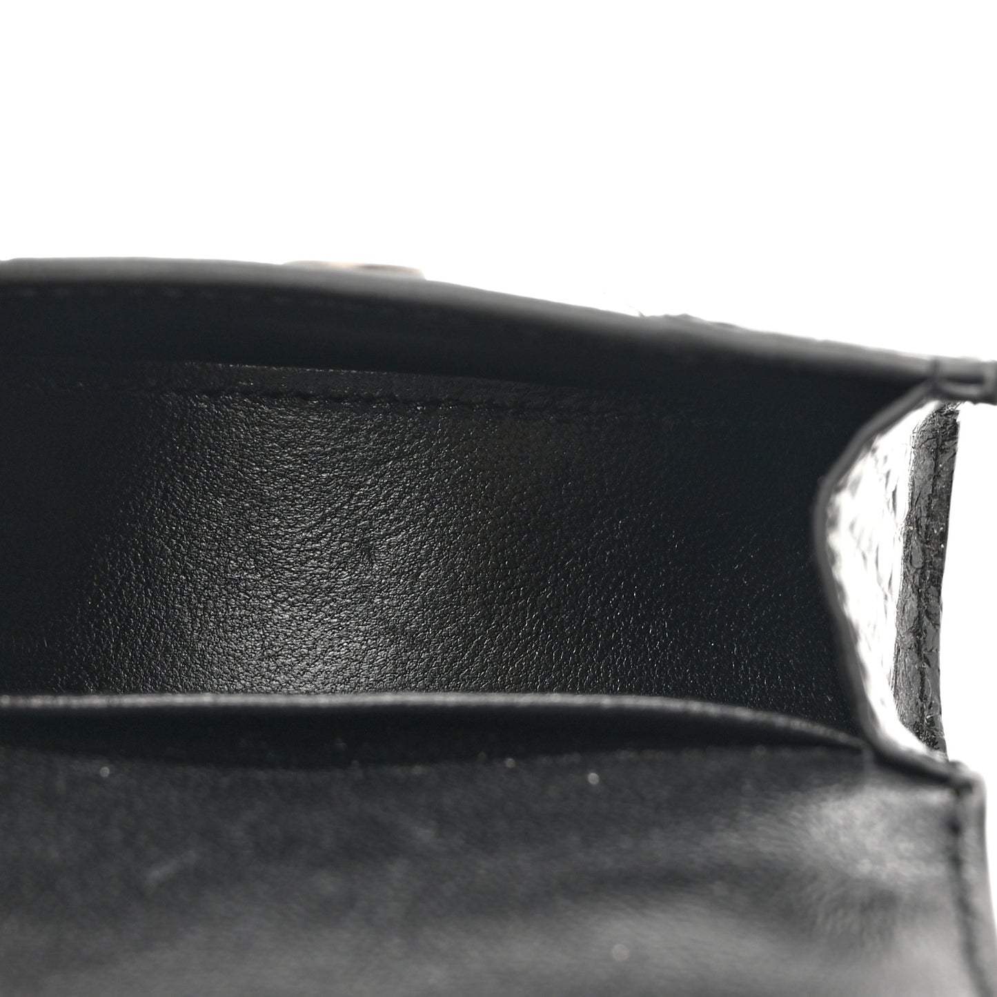 Shiny Calfskin Monochrome Crocodile Embossed Hourglass Top Handle Bag Mini with Chain Black