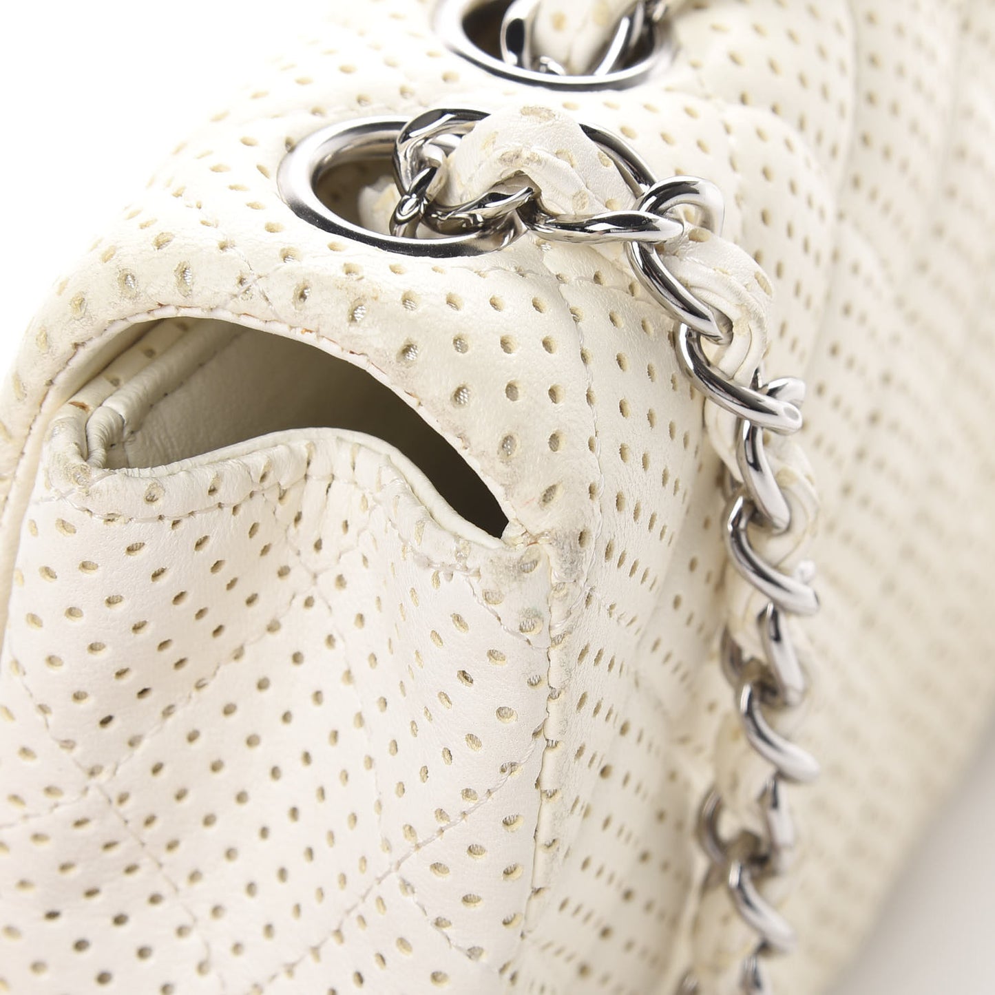 Lambskin Perforated East West Flap White