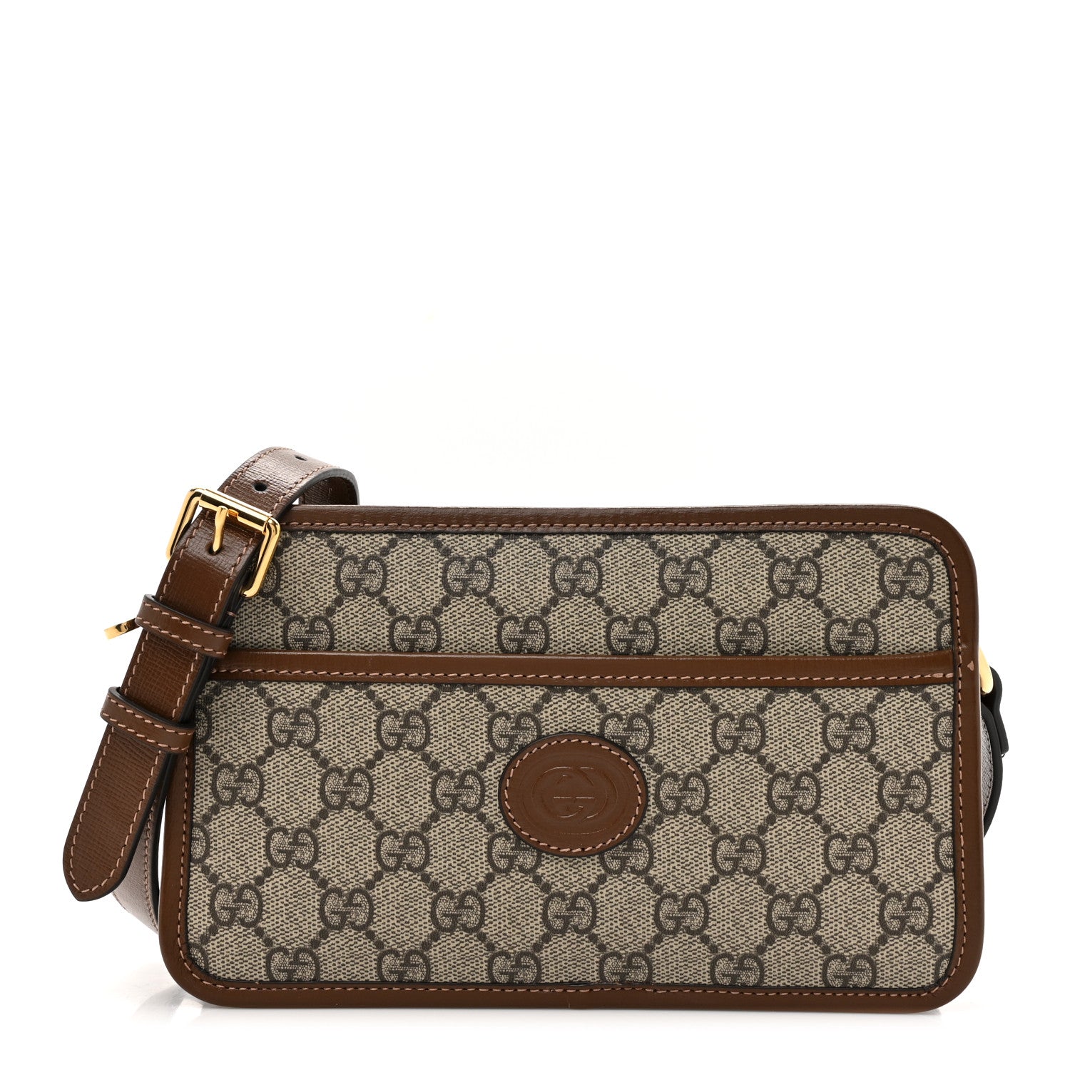 Gucci GG Supreme Monogram Azalea Calfskin Mini Retro Interlocking G Shoulder Bag Beige Ebony Brown Sugar 1 of 12