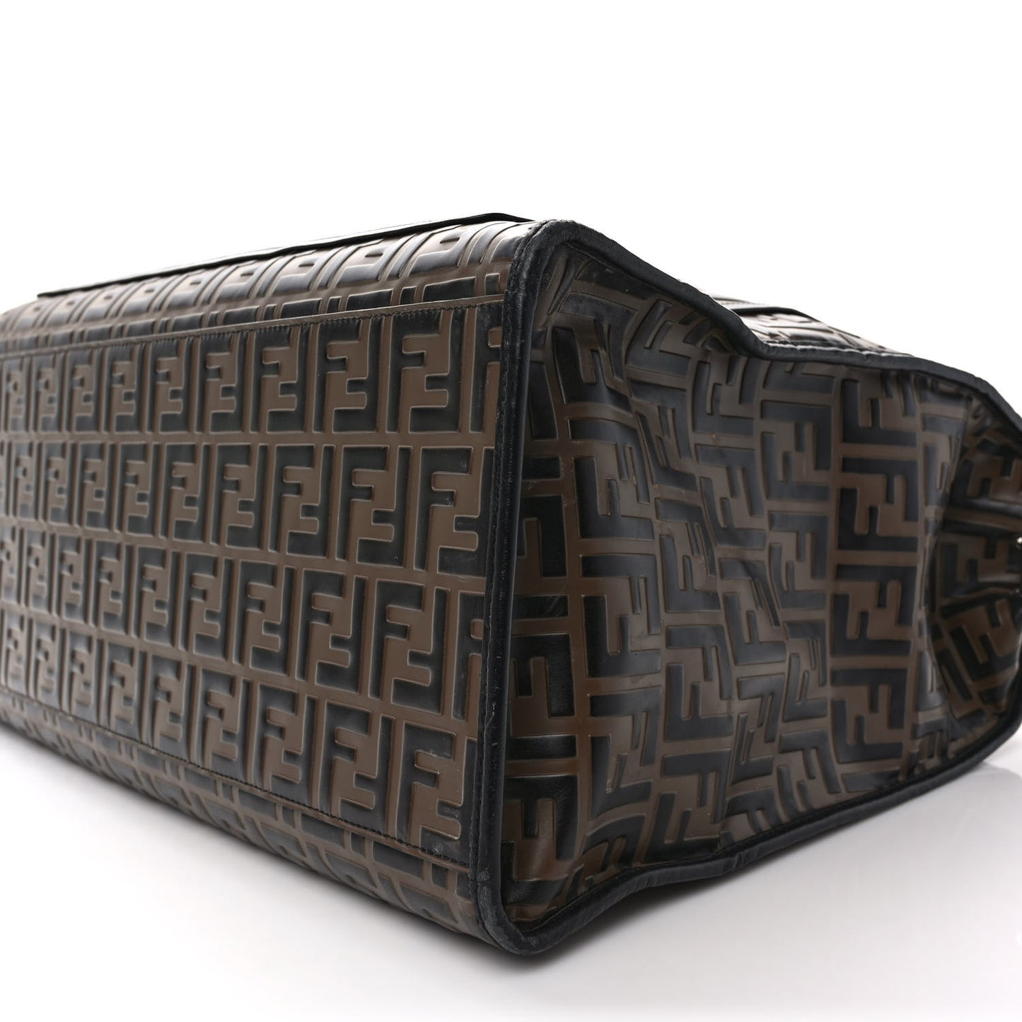 Vitello Century Wicker Bi-Color FF 1974 Embossed Large Runaway Shopper Tote Maya Black