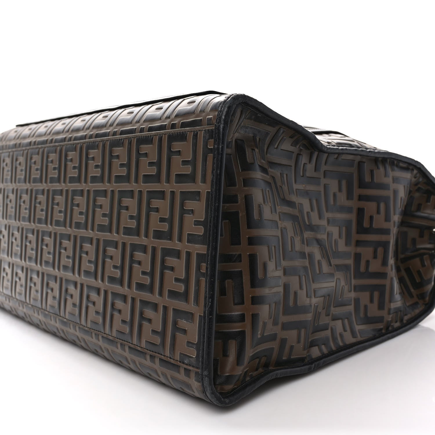 Fendi Vitello Century Wicker Bi-Color FF 1974 Embossed Large Runaway Shopper Tote Maya Black 8 of 12