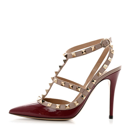 Valentino Garavani Patent Nappa Rockstud Ankle Strap 100mm Pumps 36 Rubin Poudre 1 of 9