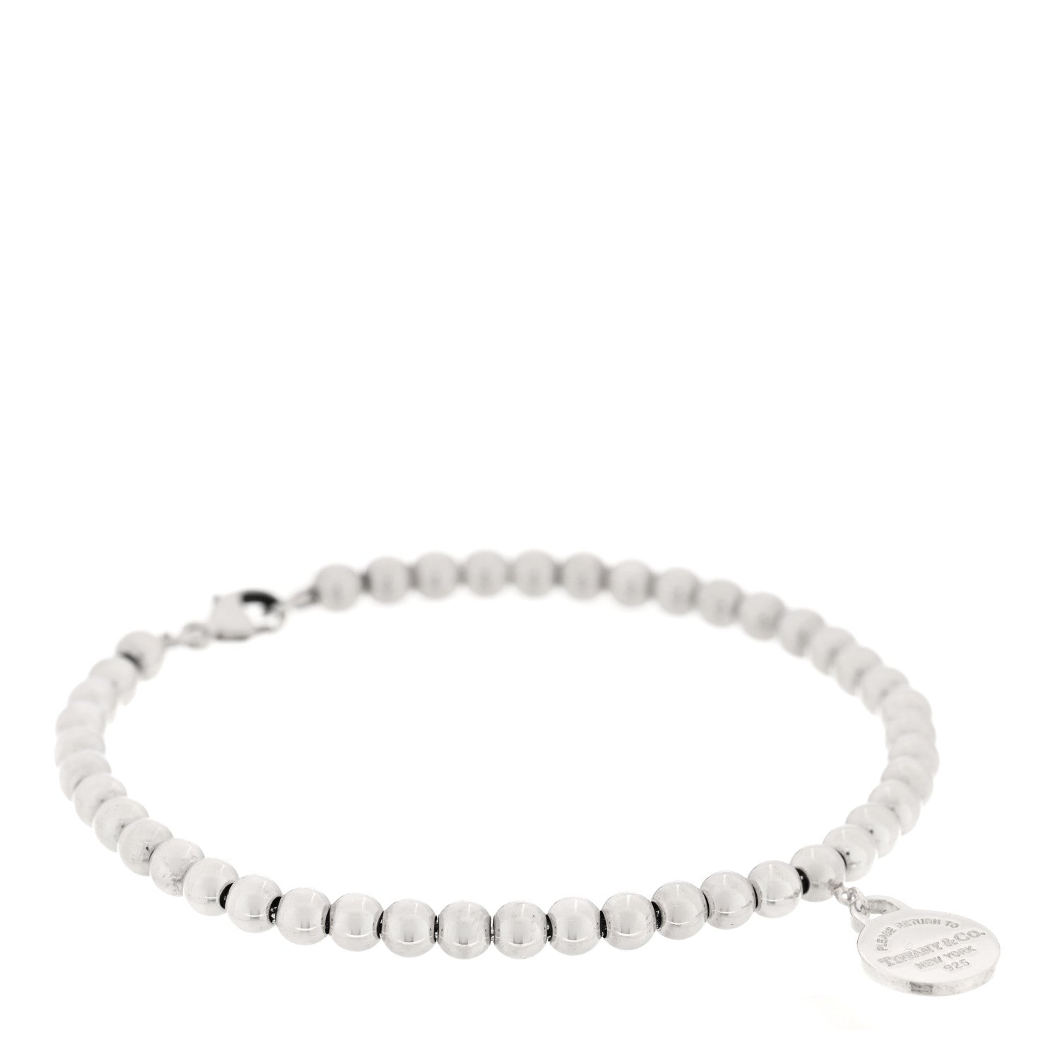 Tiffany Sterling Silver 4mm Return To Tiffany Round Tag Bead Bracelet 1 of 4