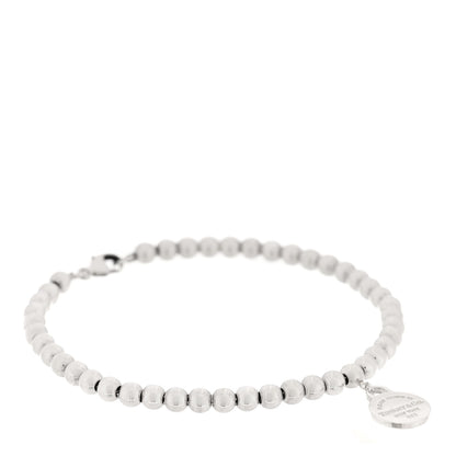 Tiffany Sterling Silver 4mm Return To Tiffany Round Tag Bead Bracelet 1 of 4