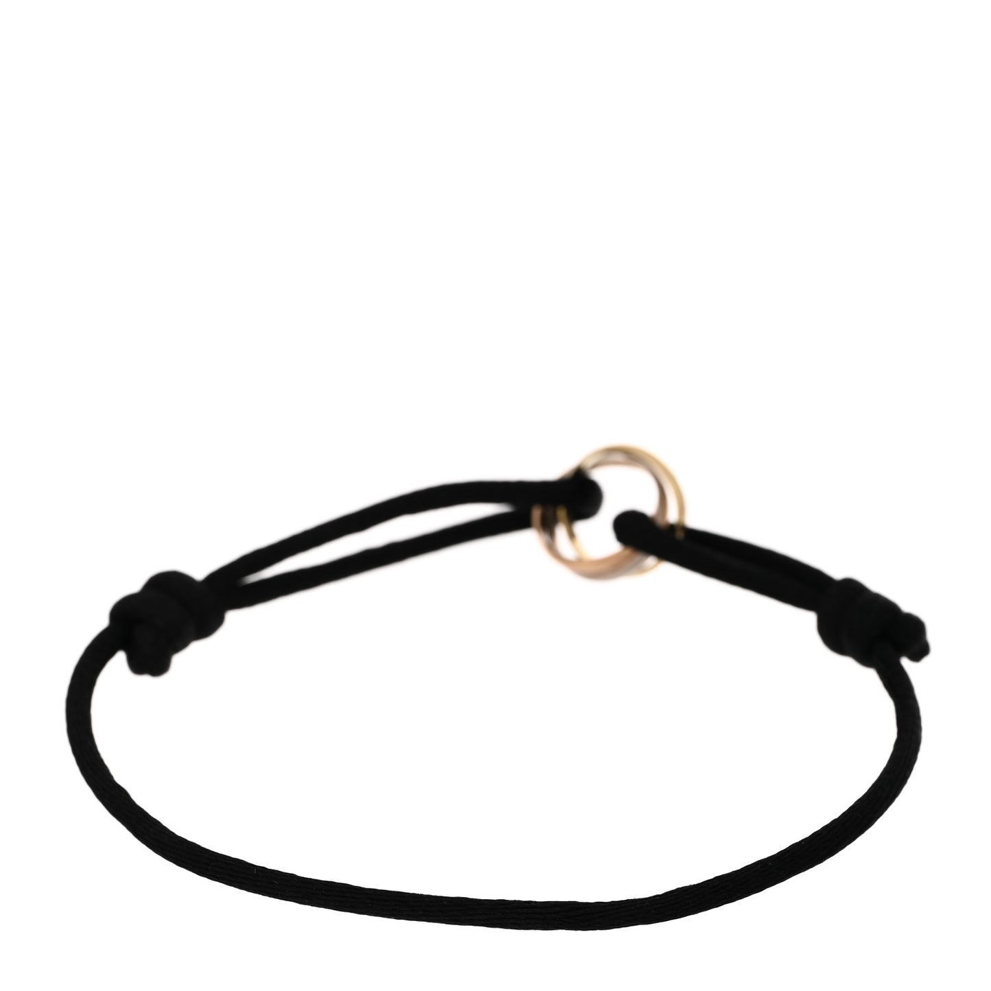 18K Pink Yellow White Gold Trinity Adjustable Cord Bracelet Black
