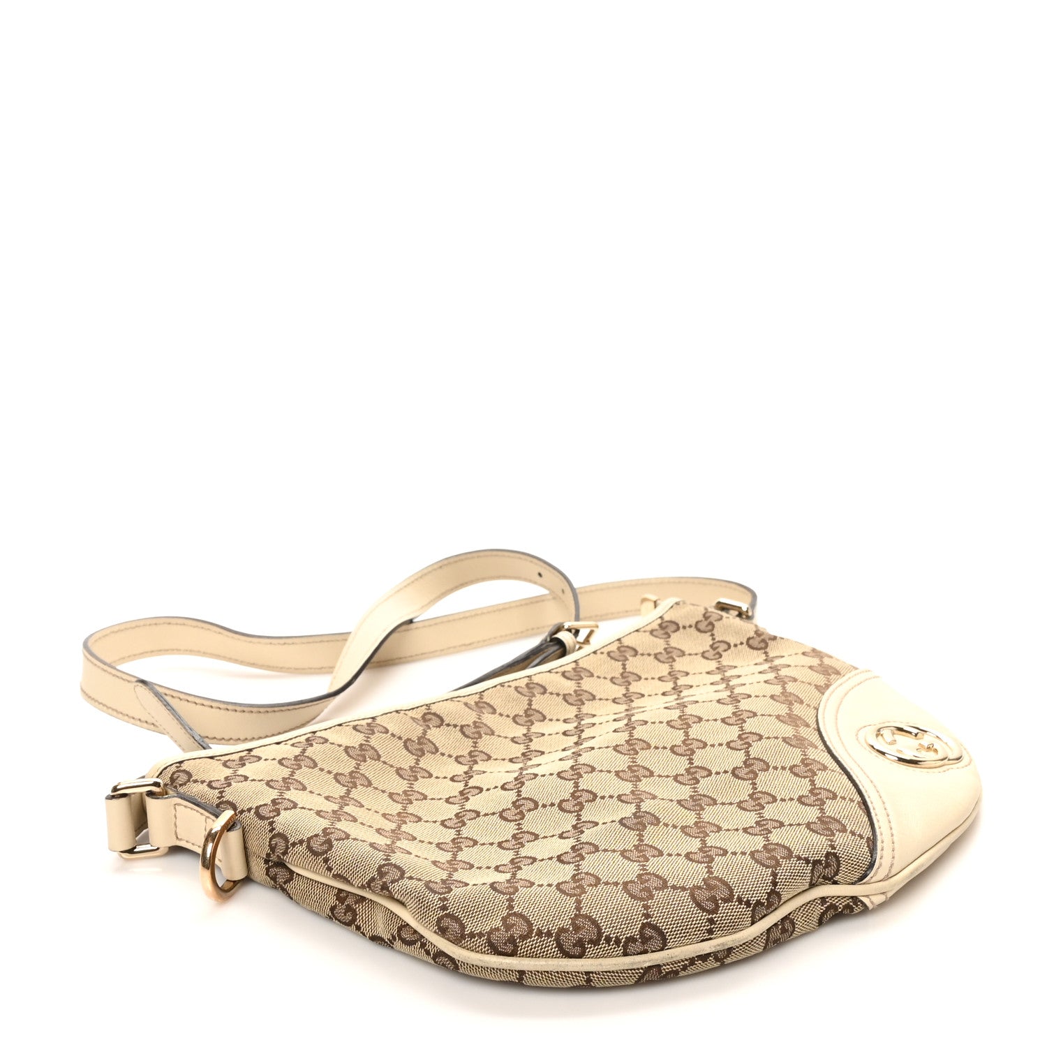 Gucci Monogram Medium New Britt Half Moon Hobo White 4 of 10