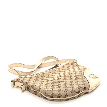 Gucci Monogram Medium New Britt Half Moon Hobo White 4 of 10