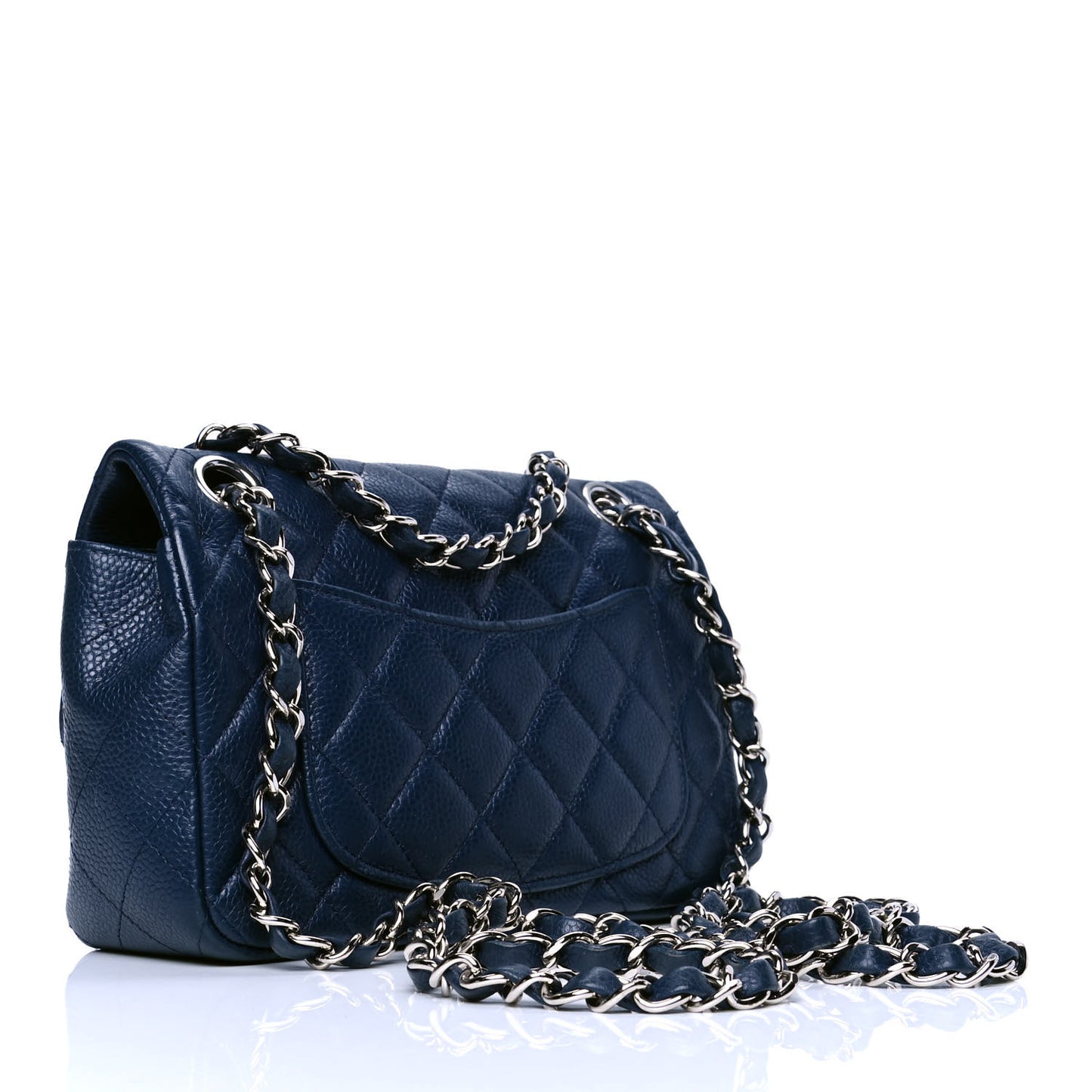 Caviar Quilted Mini Rectangular Flap Navy