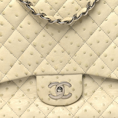 Chanel Ostrich Jumbo Single Flap Light Beige 8 of 15