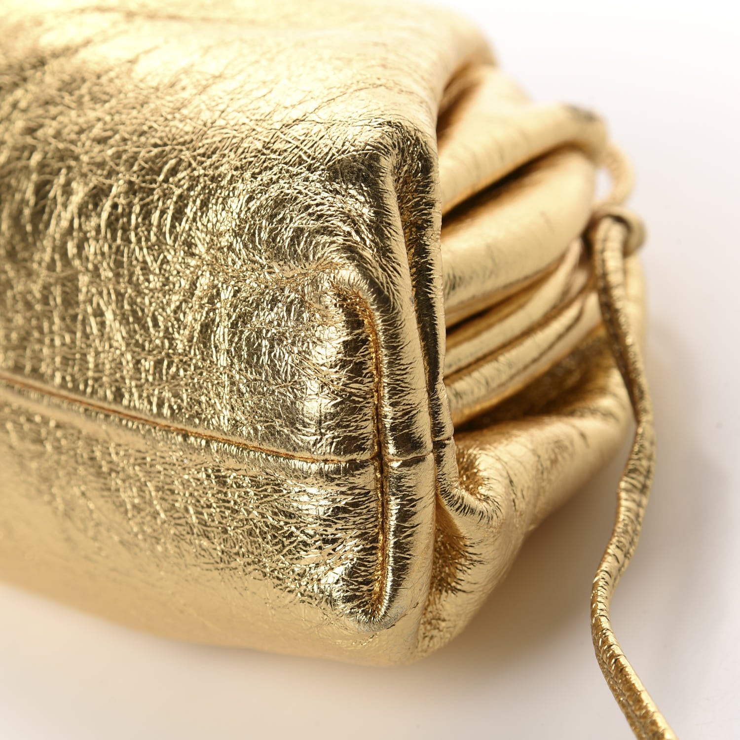 Bottega Veneta Metallic Crinkled Lambskin The Mini Pouch Oro 6 of 11