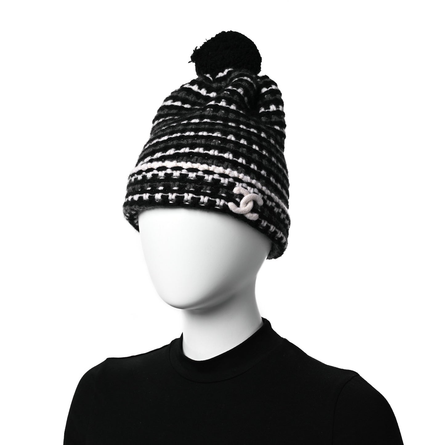 Cashmere CC Beanie Hat Black White Grey