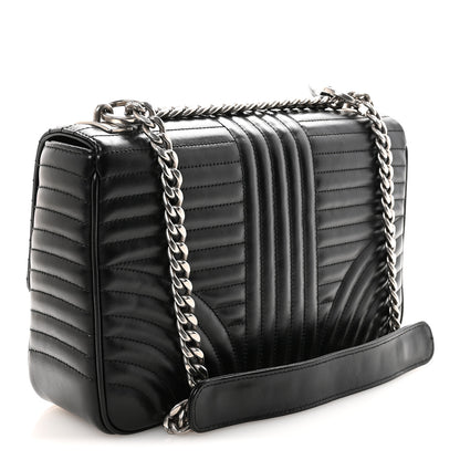 Prada Soft Calfskin Impunture Diagramme Large Chain Flap Shoulder Bag Black 3 of 9