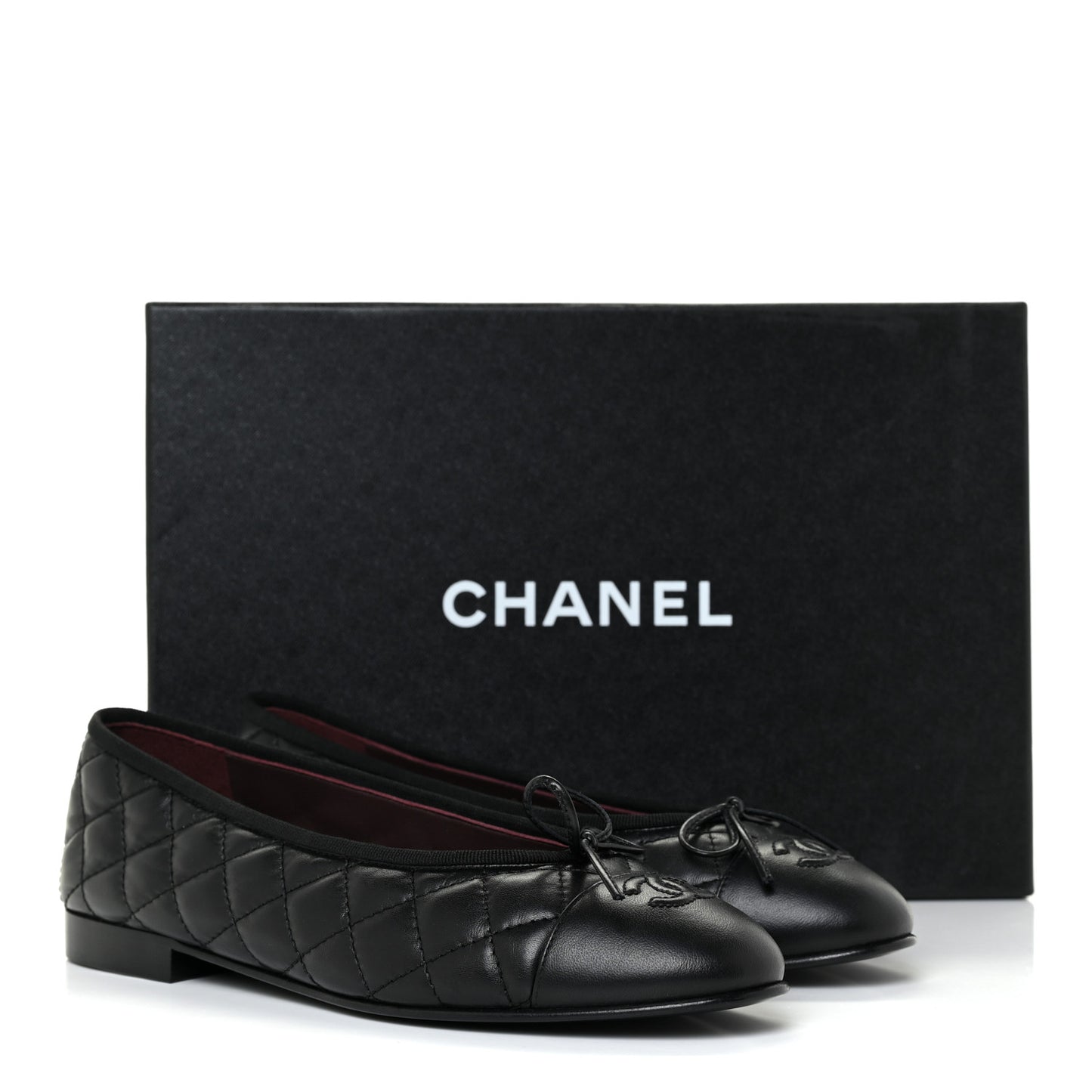 Lambskin Quilted Ballerina Flats 38 Black