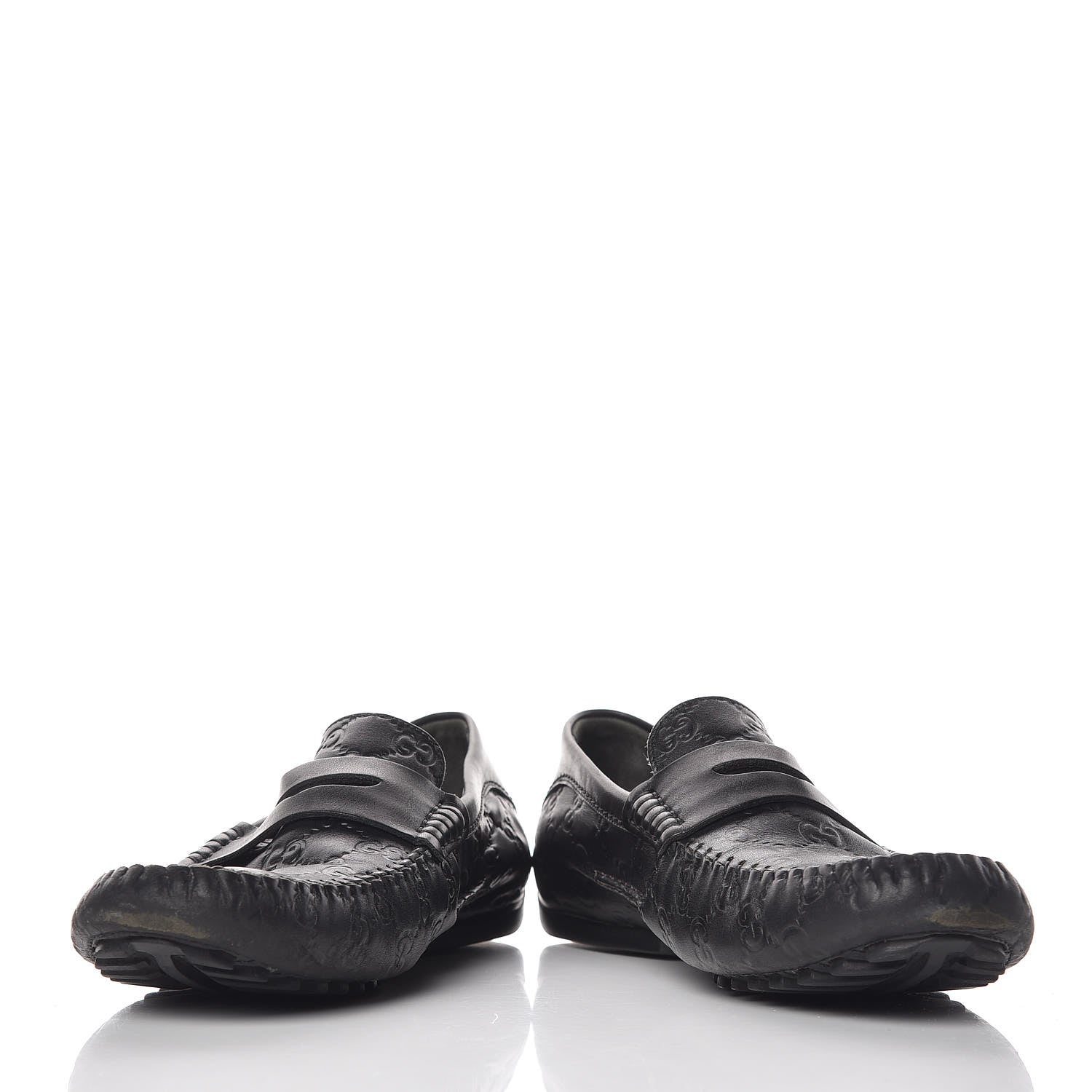 Gucci Guccissima Mens Penny Driver Loafers 9 Black 5 of 10