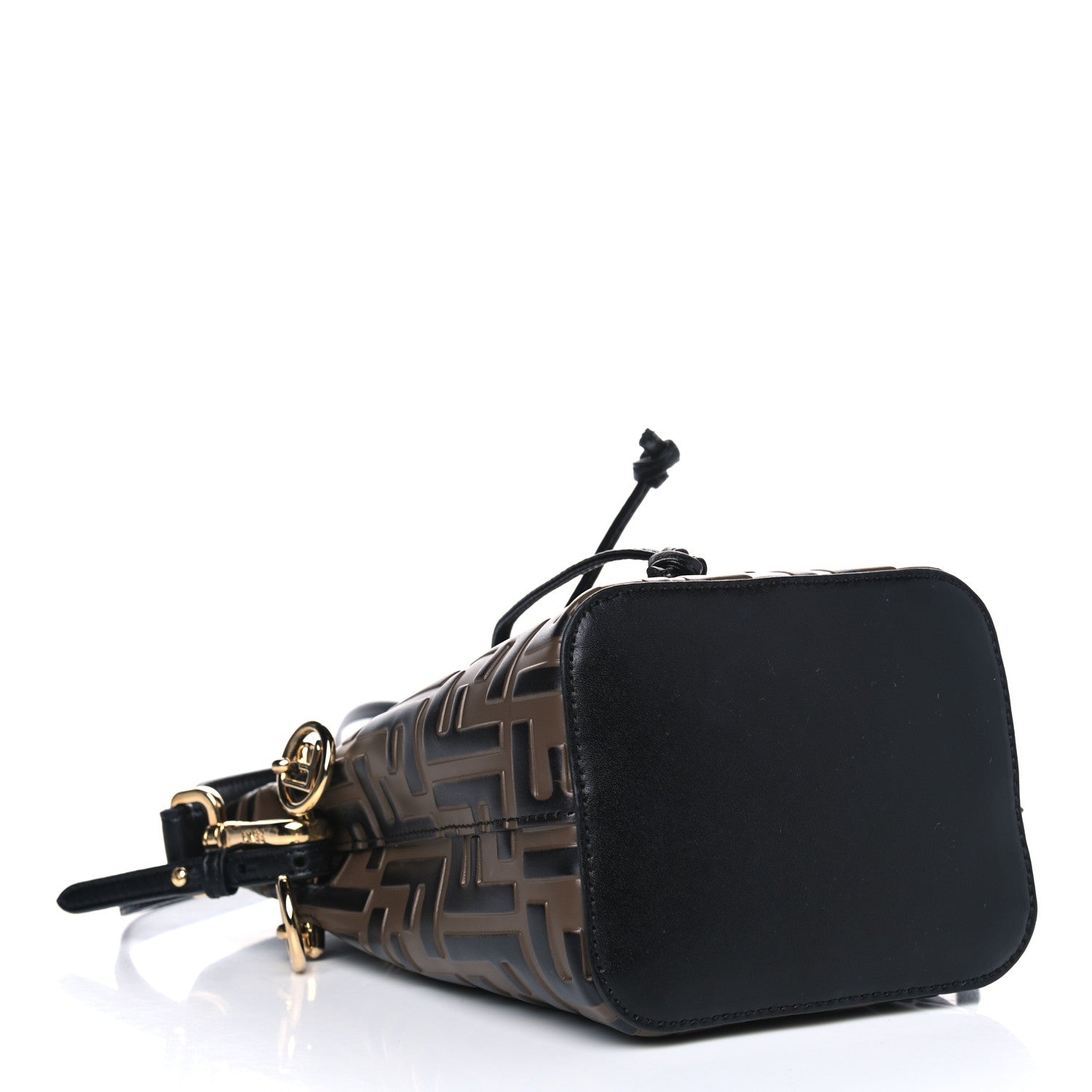 Fendi Vitello Liberty F is Fendi Bi-Color FF 1974 Embossed Mini Mon Tresor Bucket Bag Maya Black 3 of 4