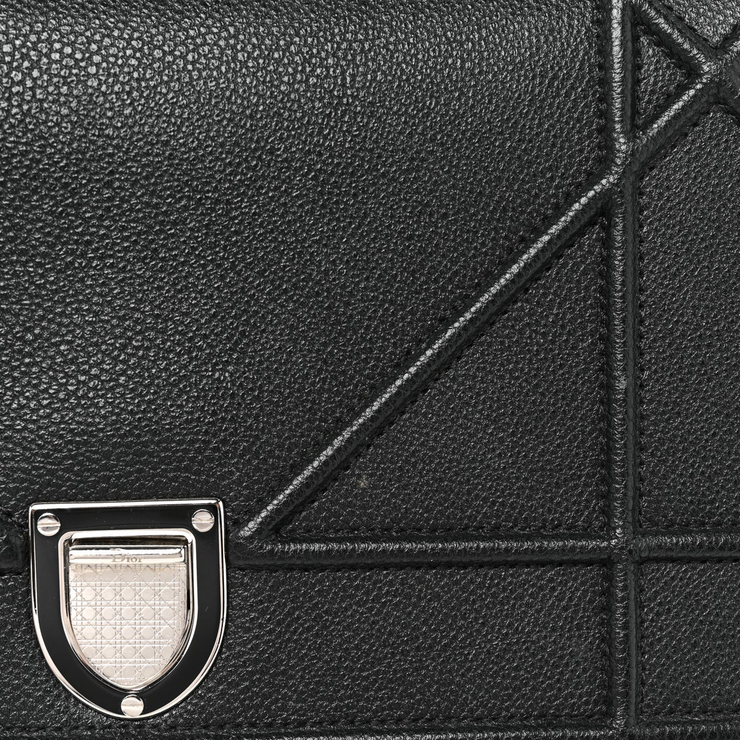 Grained Calfskin Small Diorama Flap Bag Black