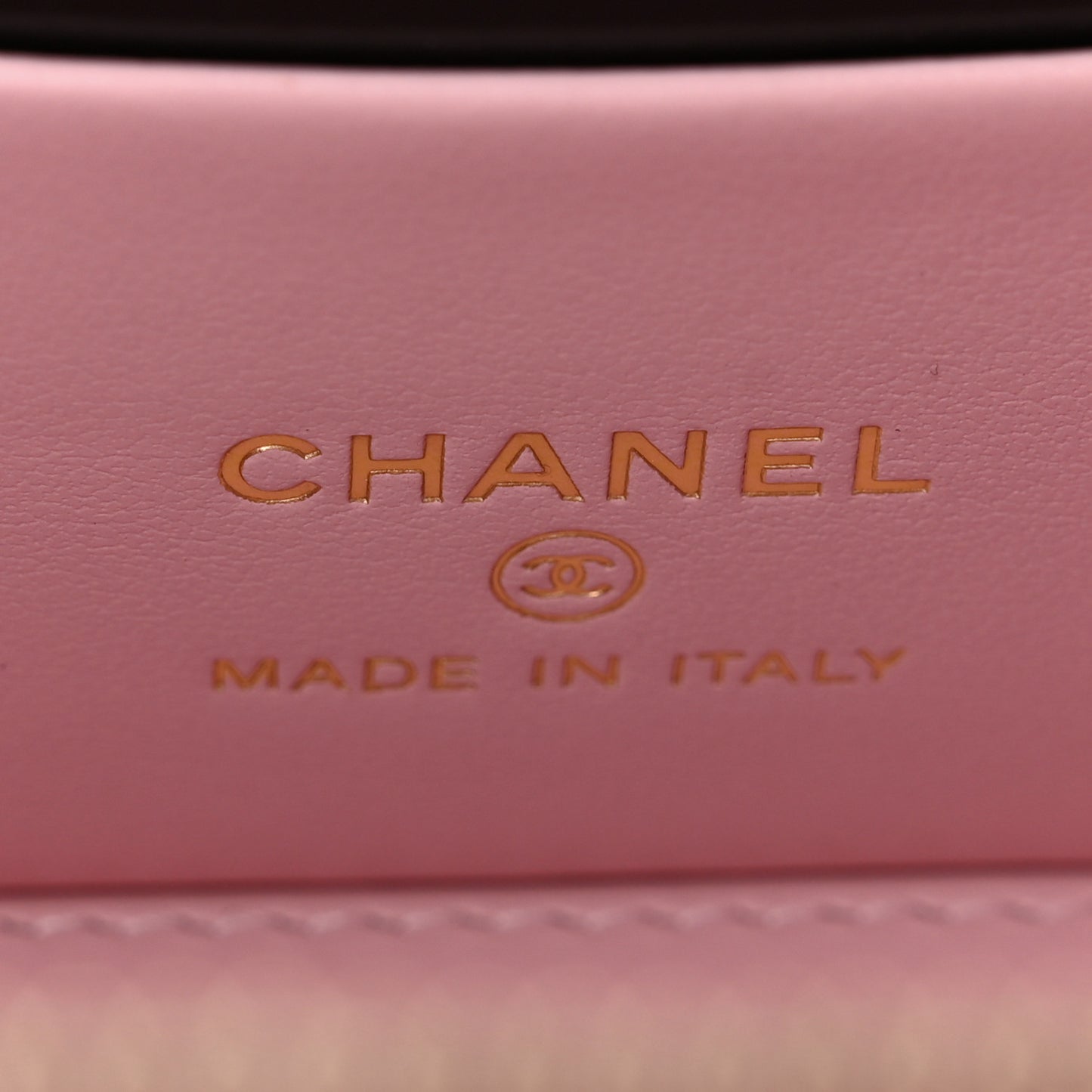 Lambskin Resin Quilted Vanity Case With Chain Light Pink