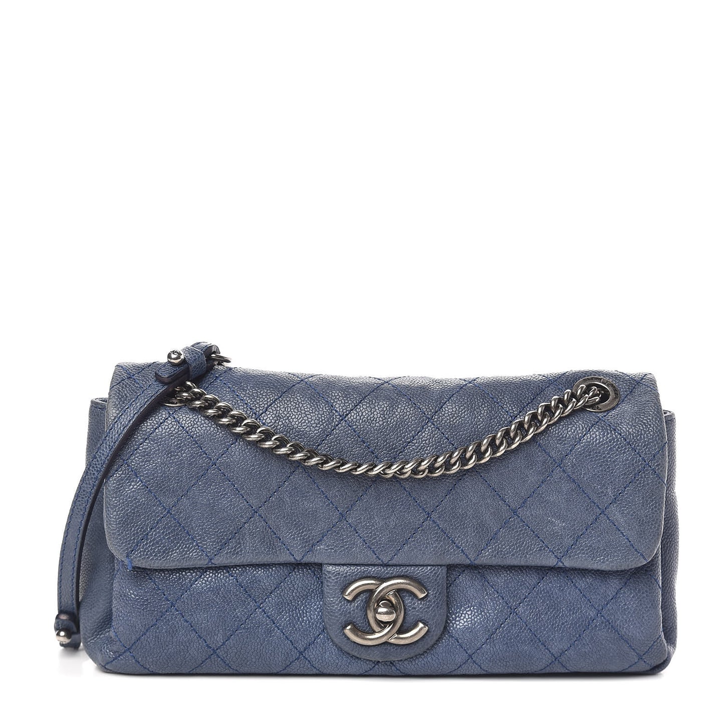 Caviar Quilted Medium Simply CC Flap Blue