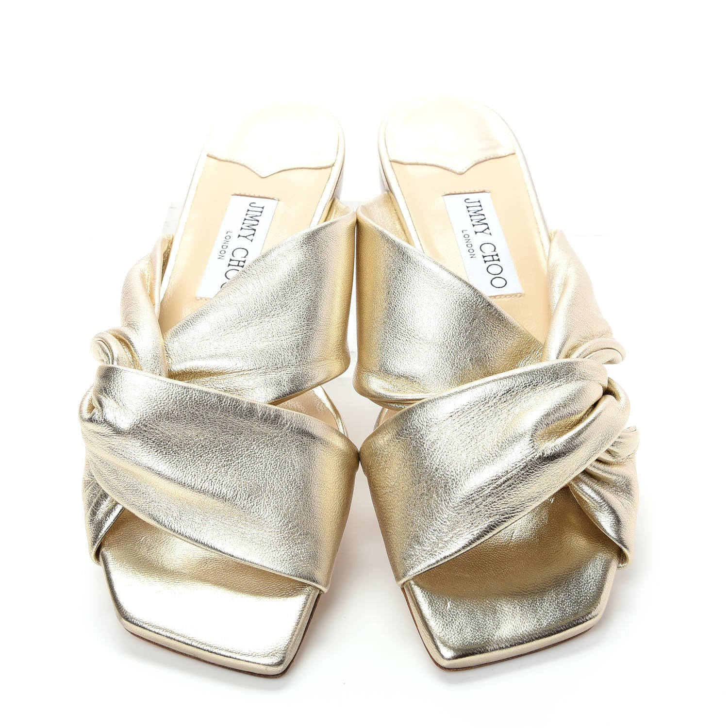 Jimmy Choo Metallic Nappa Narisa Flat Sandals 38.5 Champagne 5 of 10