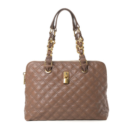 Marc Jacobs Lacquered Goatskin Quilted Karlie Satchel Brown 1 of 12