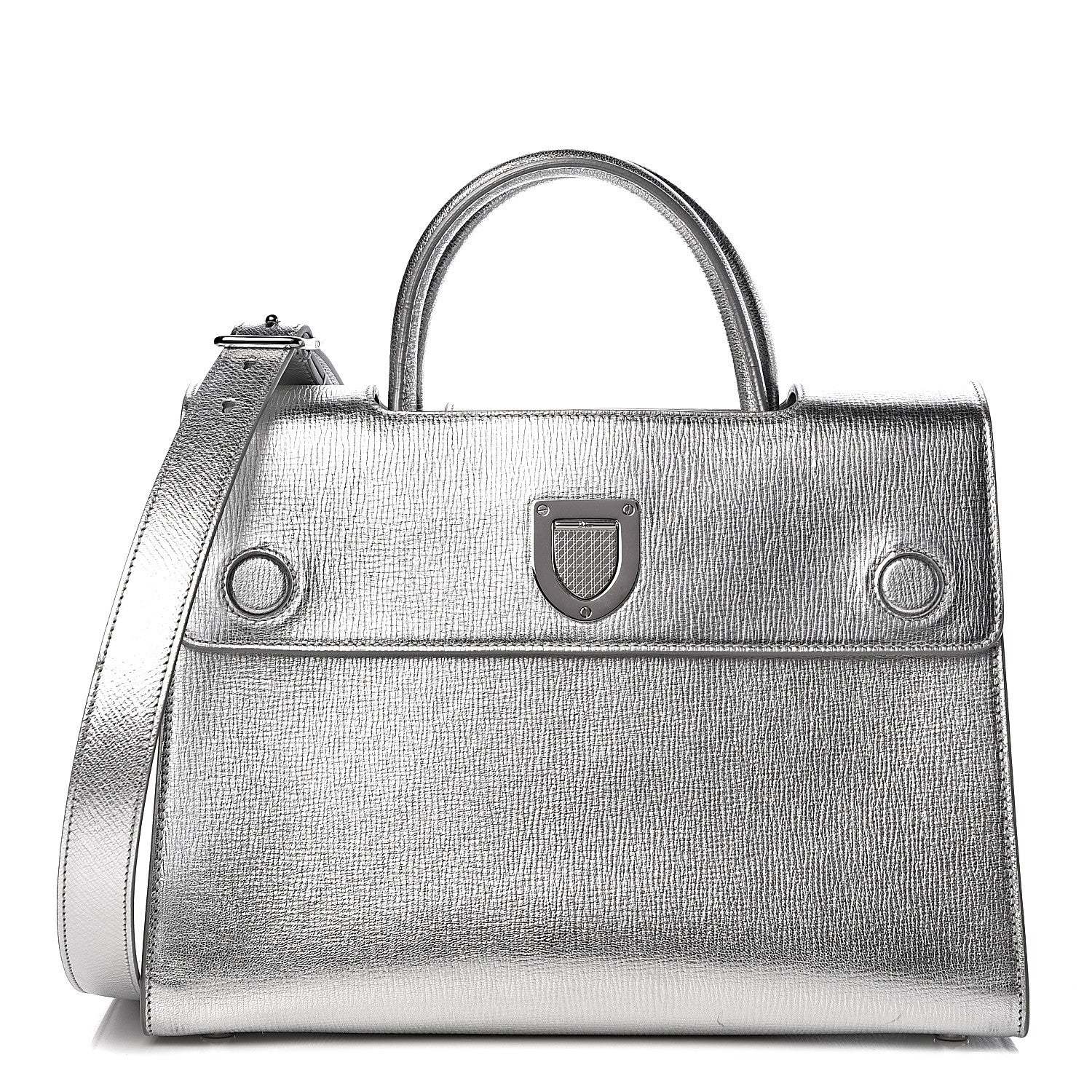 Christian Dior Metallic Grained Calfskin Medium Diorever Flap Silver 1 of 12
