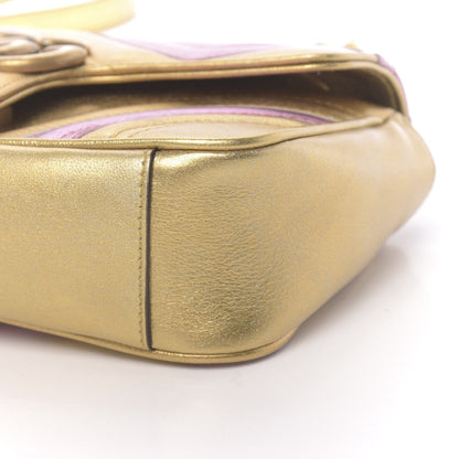 Gucci Metallic Calfskin Matelasse Mini GG Marmont Shoulder Bag Gold Pink 10 of 11