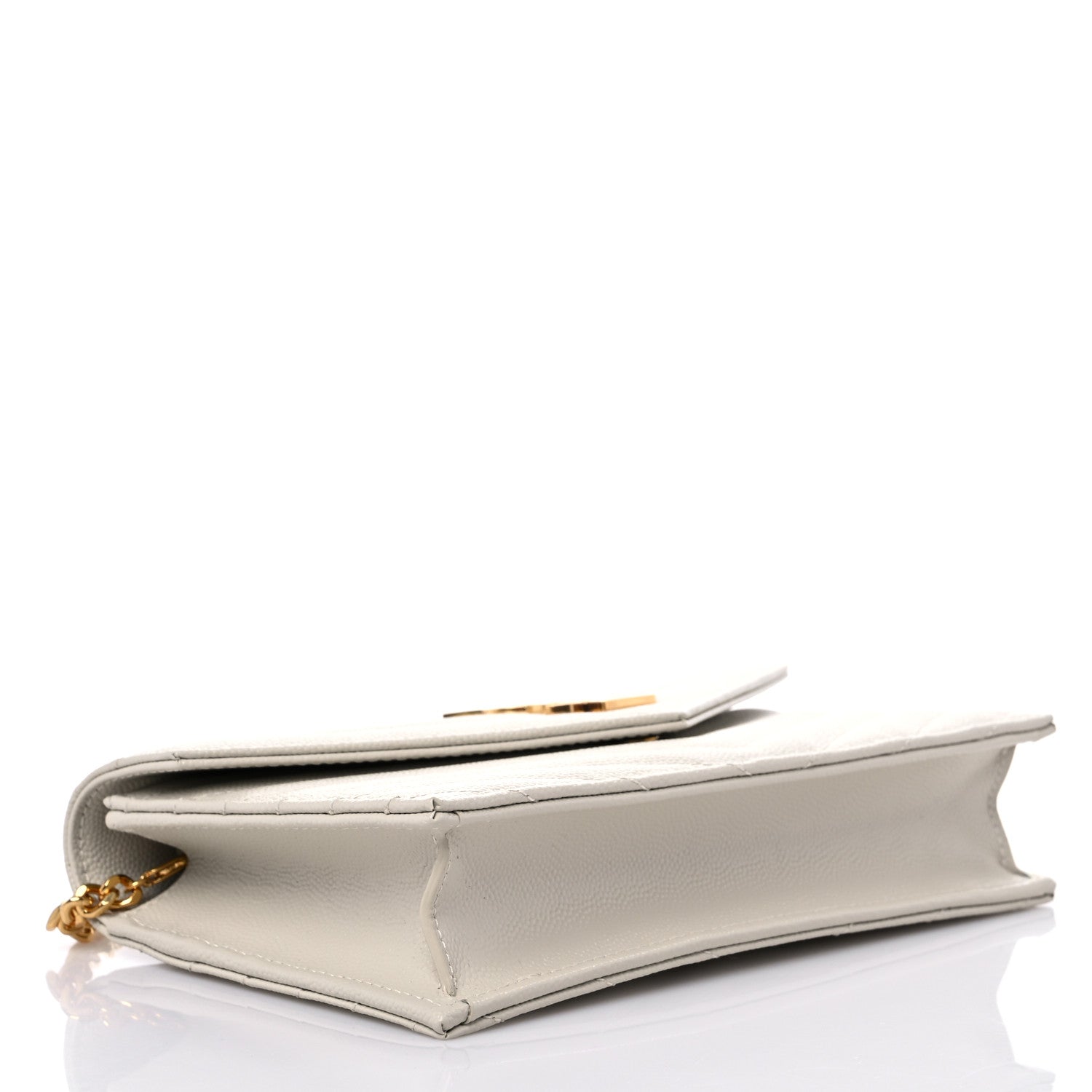 Saint Laurent Grain De Poudre Matelasse Chevron Cassandre Envelope Chain Wallet Crema Soft 4 of 9