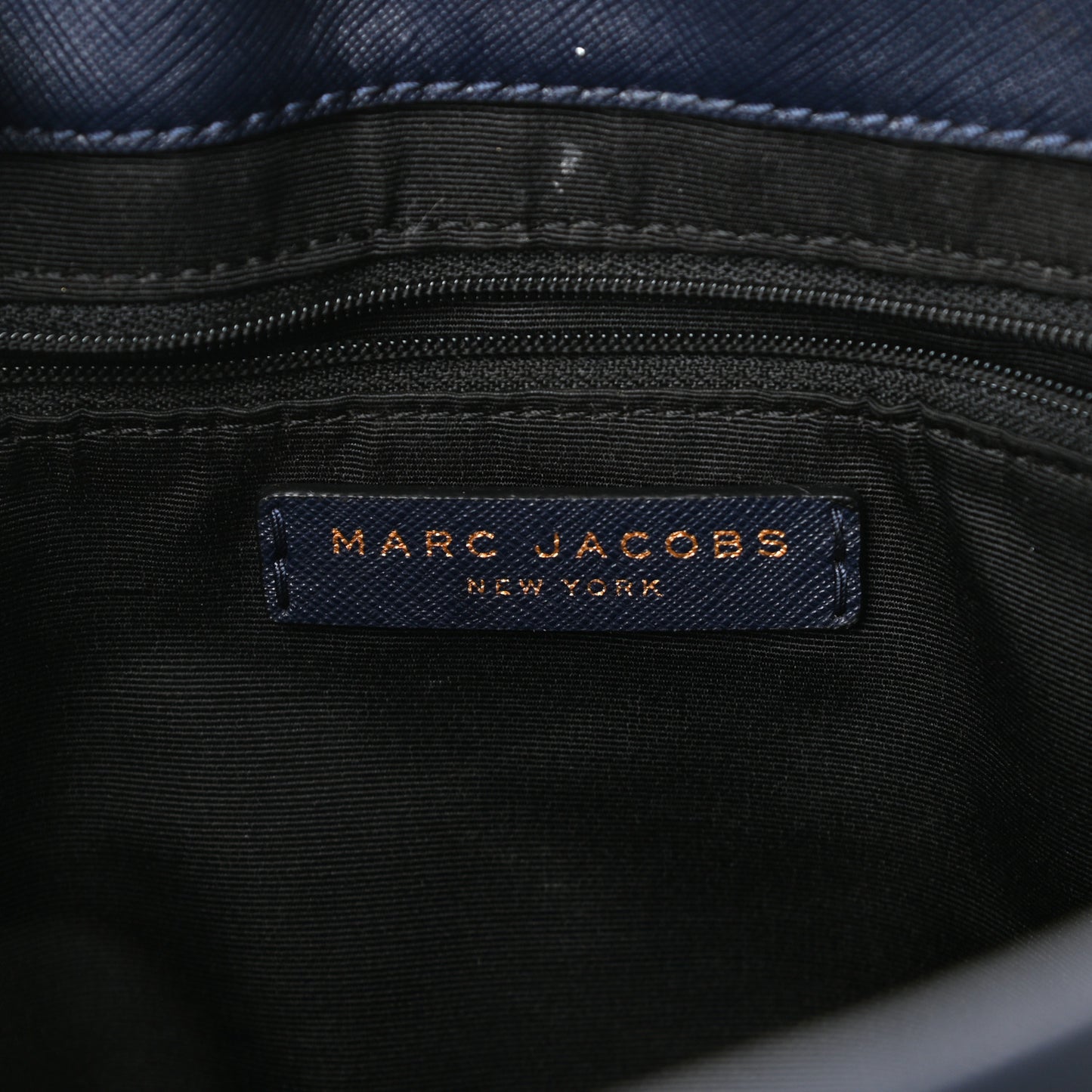 Calfskin Embossed Logo East West Shopper Tote Dark Blue