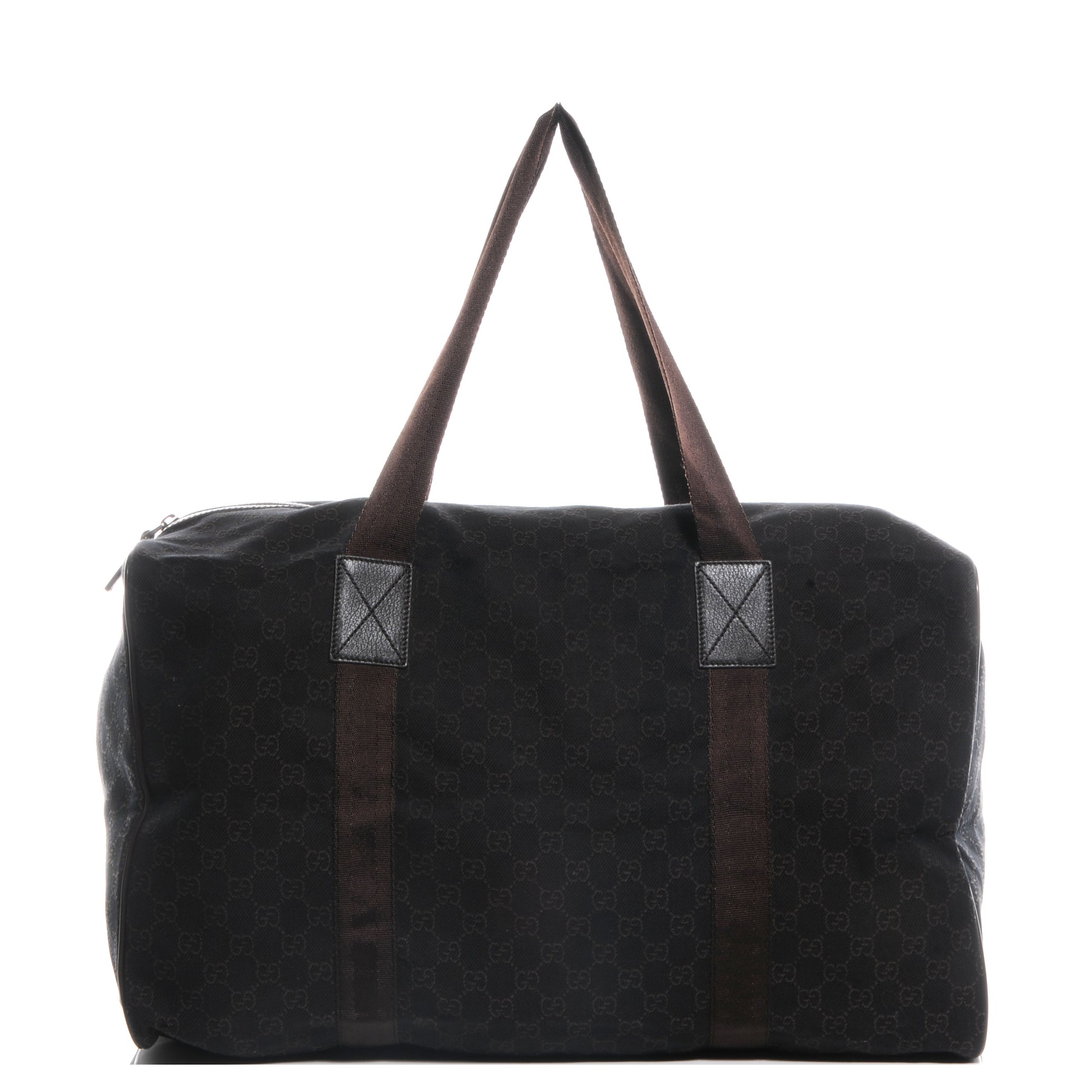 Gucci Denim Monogram Large Collapsible Carry On Duffle Bag Brown 1 of 8