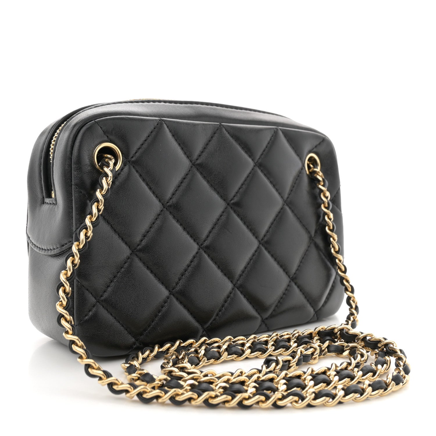 Chanel Shiny Lambskin Quilted Mini Camera Case Black 3 of 10