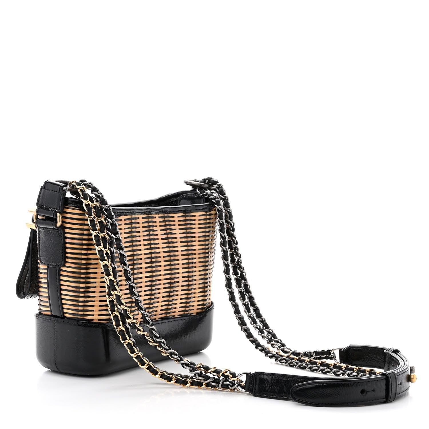 Chanel Rattan Calfskin Small Gabrielle Hobo Beige Black 3 of 11