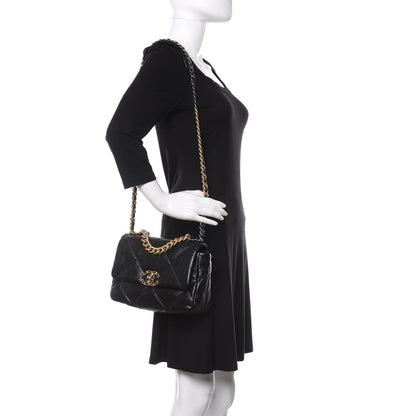 Chanel Lambskin Quilted Medium 19 Flap Black 2 of 10