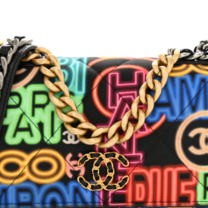 Chanel Fabric Printed Chanel 19 Wallet On Chain WOC Black Multicolor 9 of 15